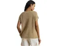 Свитер Lauren Ralph Lauren Petite из хлопковой смеси с сеткой и коротким рукавом