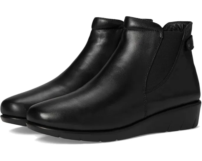 Ботильоны Apso на каблуке с эластичной вставкой и молнией из мягкой кожи