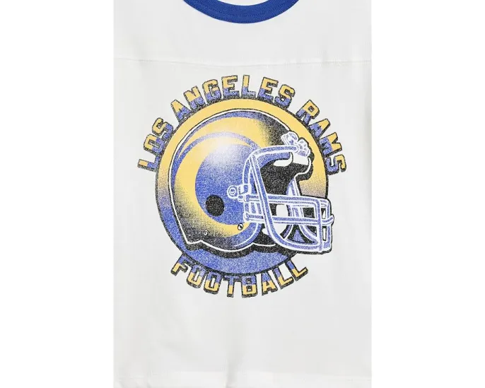 Футболка с полосатым кокеткой Junk Food Clothing для детей NFL Los Angeles Rams