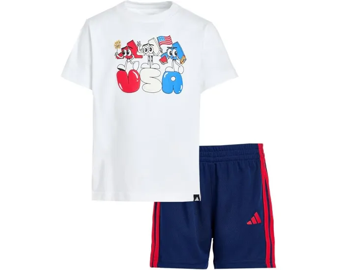 Детский комплект adidas Kids из футболки с принтом и шорт 3S