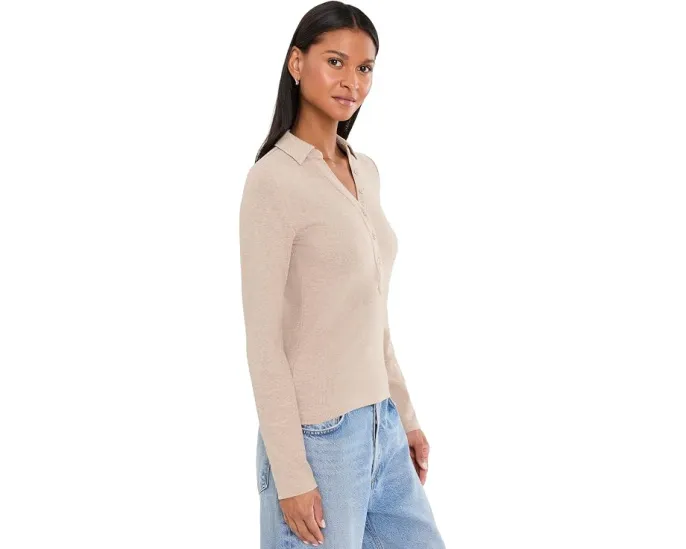 Поло Perfect Knit Rib с классическим воротником и длинными рукавами от NIC+ZOE