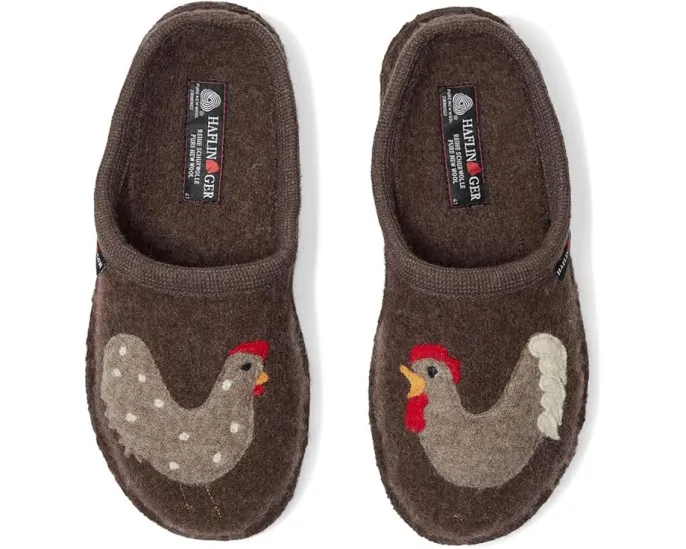 Тапочки Haflinger Chicken из 100% вареной шерсти с поддержкой свода стопы
