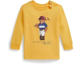 Хлопковая футболка Polo Ralph Lauren Kids с длинным рукавом и медвежонком для младенцев