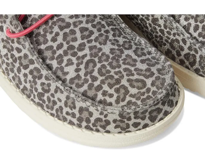 Детские слипоны Hey Dude Kids Wendy Luxe Leo с эластичными шнурками и текстильным верхом