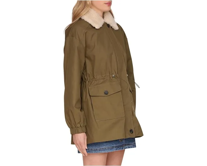 Хлопковая куртка Avec Les Filles с искусственным воротником из овчины и кулиской