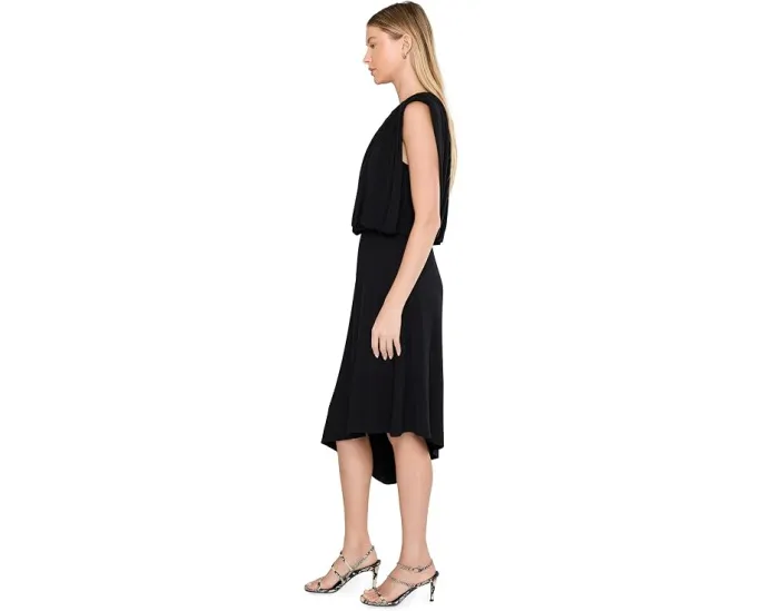 Асимметричное трикотажное платье Draped Asymmetrical Knit Dress Liverpool Los Angeles черное