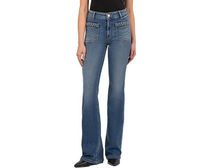 KUT from the Kloth Джинсы клеш Ana с высокой посадкой и плетеным декором