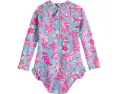 Цельный купальник с рукавами и оборкой на ноге Tropical Glow из переработанного материала