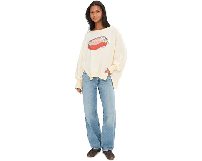 Свитер Free People Graphic Camden с принтом и удлиненным низом