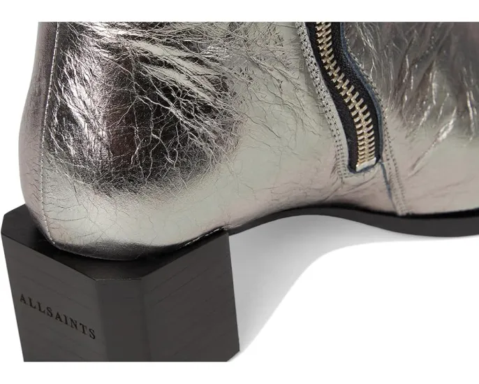 Металлические ботильоны AllSaints Avril с квадратным носком и молнией