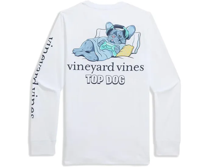 Длинная футболка Vineyard Vines Kids Top Dog с карманом для малышей, детей младшего и старшего возраста