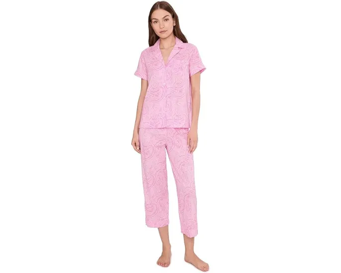 Пижамный комплект Lauren Ralph Lauren с короткими брюками и воротником с лацканами