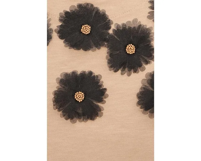 Топ NIC+ZOE Organza Applique с вышивкой бисером и хлопковой тканью