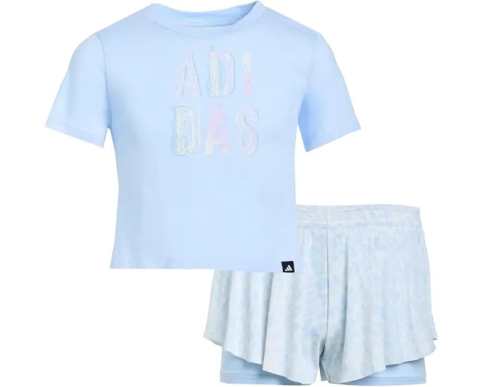 Детский комплект футболка и шорты Adidas Tee Aop Flowy Shorts