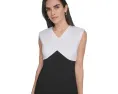 Платье Calvin Klein Scuba Color Block трапеция с V-образным вырезом и короткими рукавами