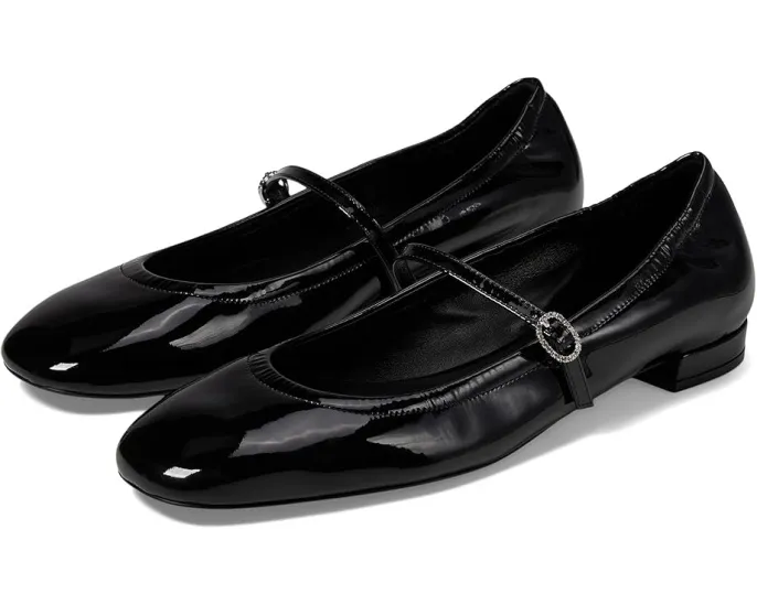 Балетки Stuart Weitzman Claris с круглым носком и стразами на ремешке