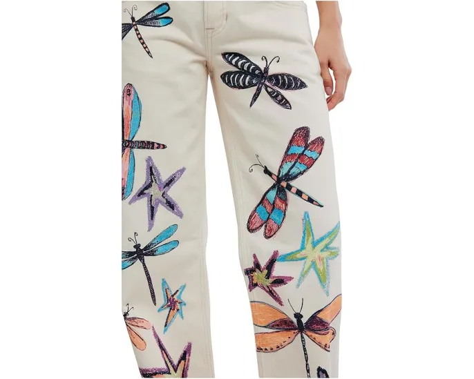 Free People Джинсы We The Free Tennessee Low-Rise Illusions с ручной росписью