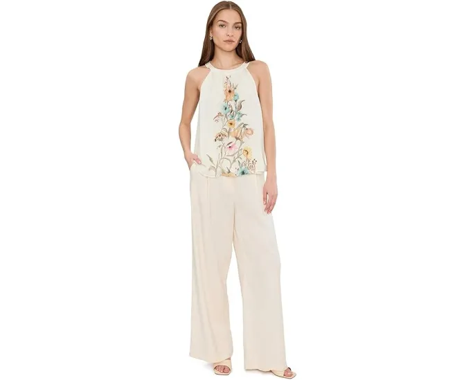 Блуза Vince Camuto без рукавов с высоким воротником и цветочным принтом