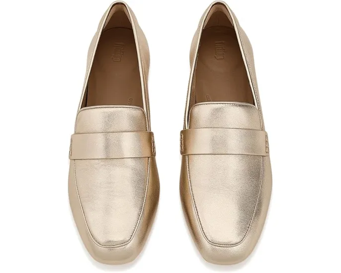 Лоферы FitFlop Delicato из мягкой металлизированной кожи