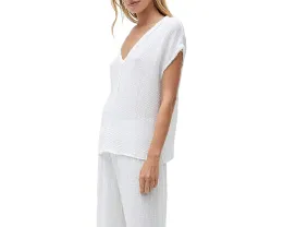 Футболка Draya Double Gauze V-Neck Tee Michael Stars с белым цветом