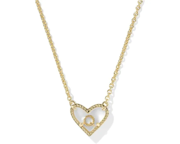 Kendra Scott Кулон Сердце с буквой на короткой цепочке из позолоченной латуни