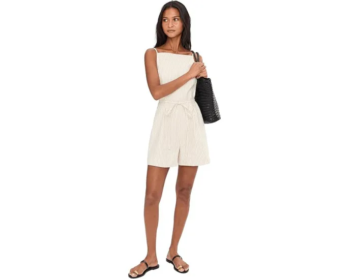 Madewell Smock Back Romper-Cotton Polyester с квадратным вырезом и регулируемыми бретелями