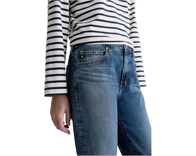 Джинсы Ex-boyfriend Mid-Rise Slouchy Slim AG Jeans из хлопка с эластаном
