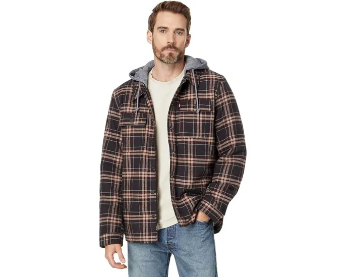 Куртка Levi's из хлопка с капюшоном и подкладкой из шерпи