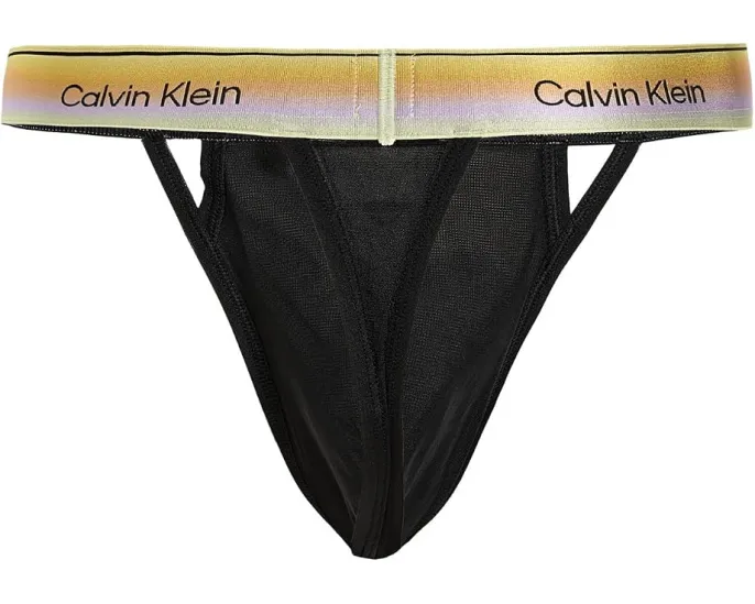Calvin Klein трусы-стринги Icon Mesh Thong из черной сетки