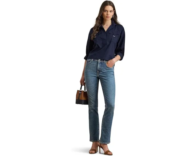 Рубашка из смесового хлопка с отделкой под пряжку Lauren Ralph Lauren