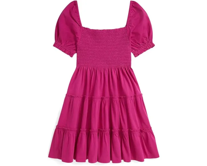 Платье Polo Ralph Lauren Kids из хлопкового джерси со сборками