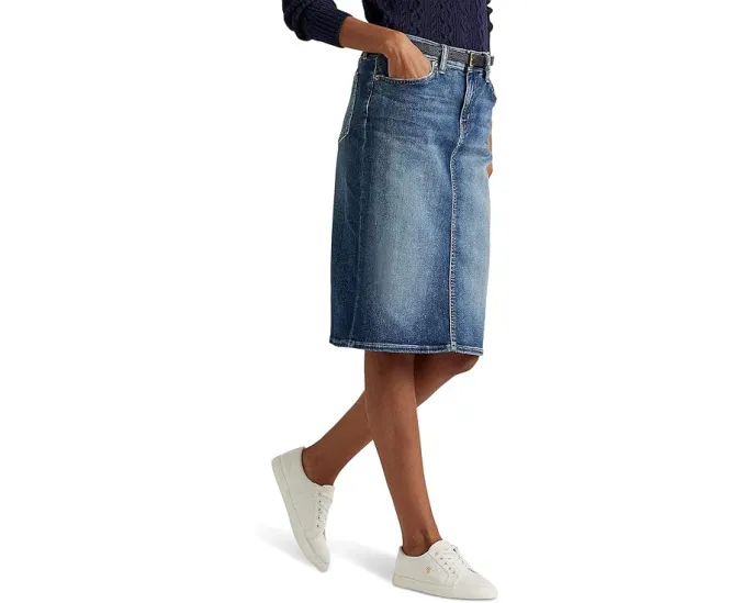 Lauren Ralph Lauren Джинсовая юбка с пятью карманами и прямым подолом
