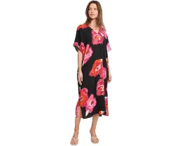 Кафтан Natori Bold Poppy Crinkle с принтом мака