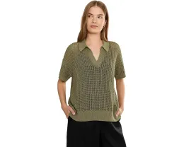 Короткий вязаный свитер из льняной смеси Lauren Ralph Lauren с коротким рукавом