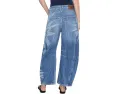 Джинсы Free People Good Luck Printed Barrel с расклешенным силуэтом