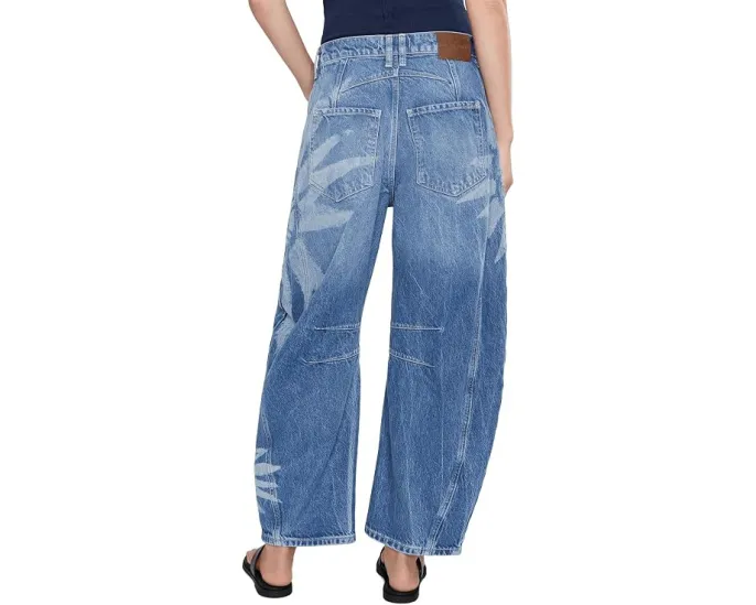 Джинсы Free People Good Luck Printed Barrel с расклешенным силуэтом