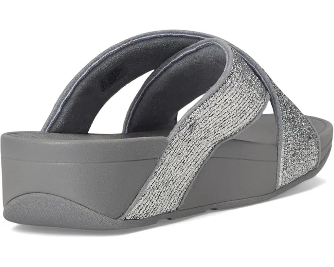 Сандалии Lulu Crinkled-shimmer Cross Slides от FitFlop с блестками
