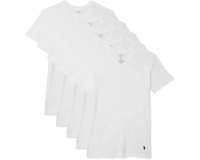 5 футболок Polo Ralph Lauren с V-образным вырезом и приталенным силуэтом