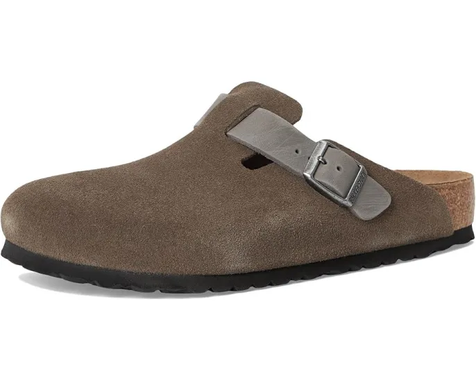 Клоги Birkenstock Boston из замши и промасленной кожи с пробковой стелькой
