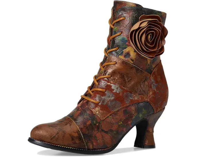 Ботильоны L'Artiste by Spring Step Roselia-flow с бархатным цветком и шнуровкой