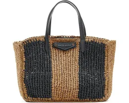 Мини сумка тоут Rebecca Minkoff Mini Tote из соломки с полосатым узором