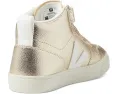 Кроссовки VEJA Small V-10 Mid Chromefree для детей с золотистым верхом и застежкой на липучке
