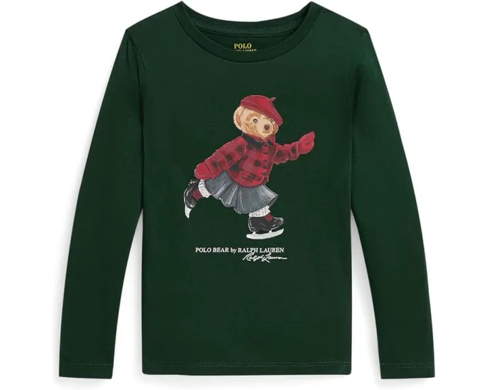 Детская футболка Polo Ralph Lauren Kids с длинным рукавом и принтом Polo Bear