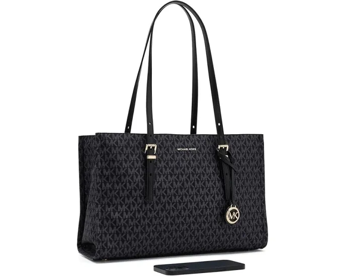 Тоут MICHAEL Michael Kors Zadie Medium с принтом MK и золотой фурнитурой