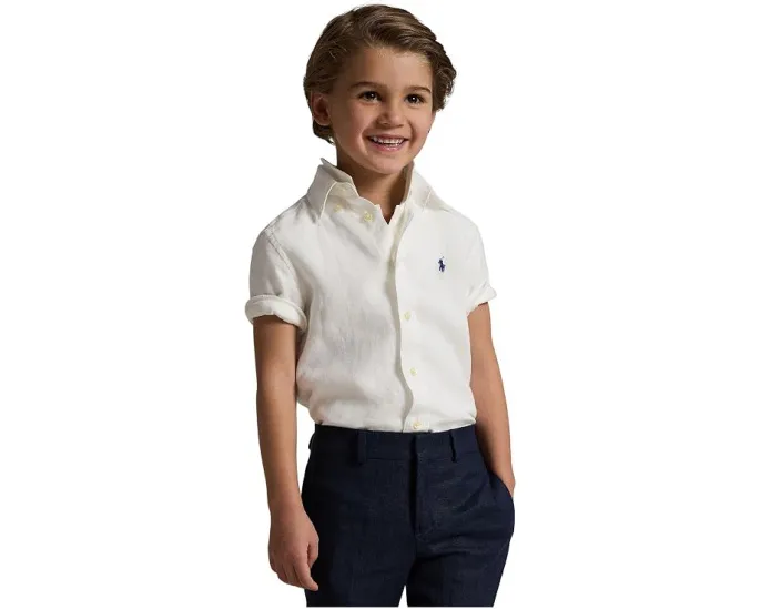 Детская рубашка Polo Ralph Lauren Kids из льна с короткими рукавами
