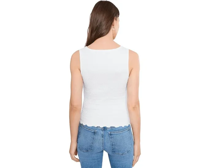 Madewell топ с круглым вырезом и сборкой