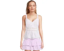 Топ Lilly Pulitzer Tiah Eyelet с V-образным вырезом и баской