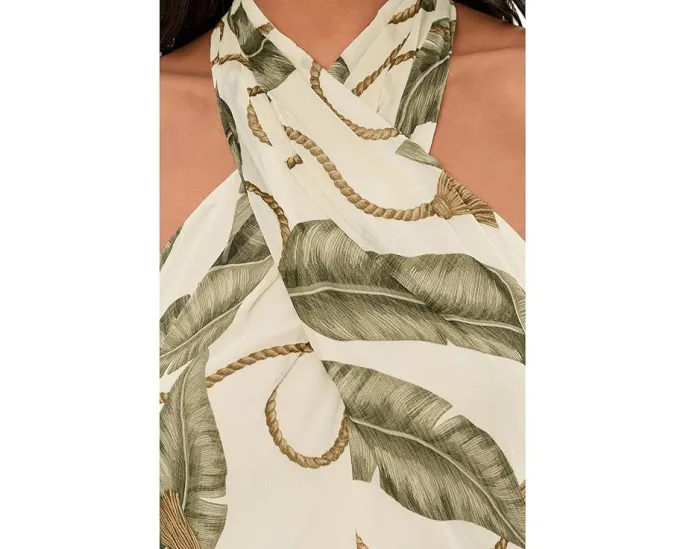 Платье-миди Rope-Print Georgette Halter Lauren Ralph Lauren с принтом канатов