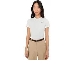 Футболка Lacoste Slim Fit из хлопка с ребристой фактурой и вышитым крокодилом