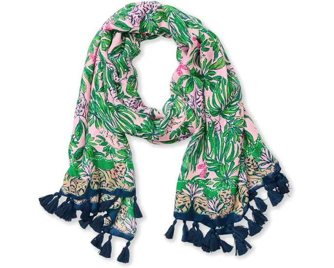 Lilly Pulitzer Resort Scarf с бахромой и ярким принтом